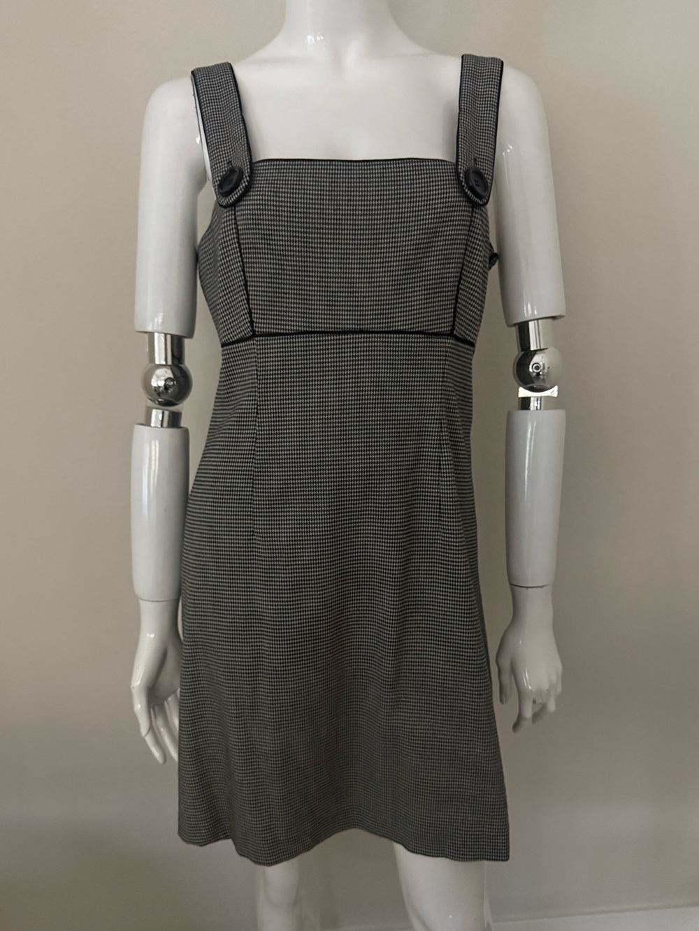 Vertigo Paris Black & White Houndstooth Square-Neck Mini Dress